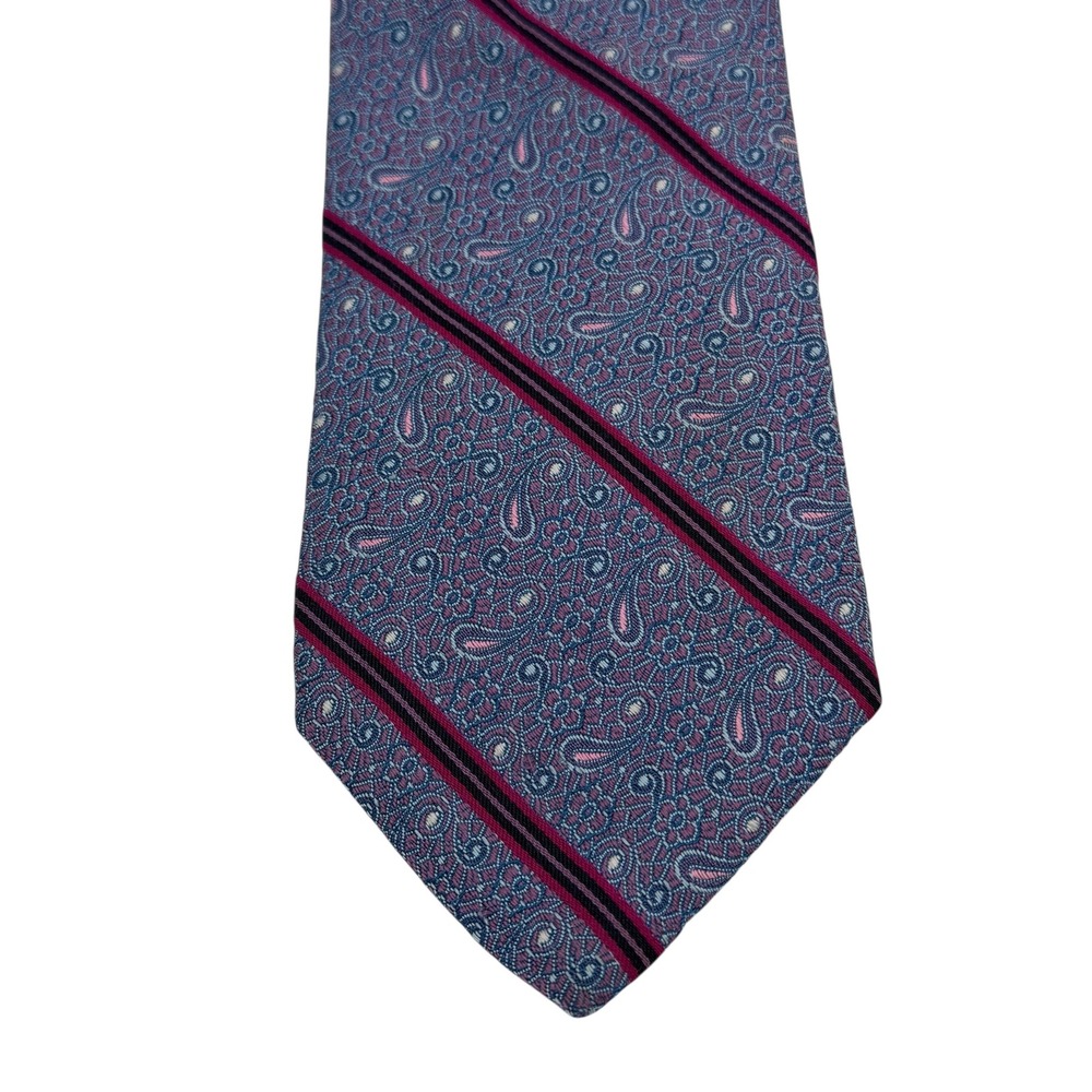 Brooks Brothers Makers &‎ Merchant Tie Silk Blue Pink Paisley Striped (TF19)